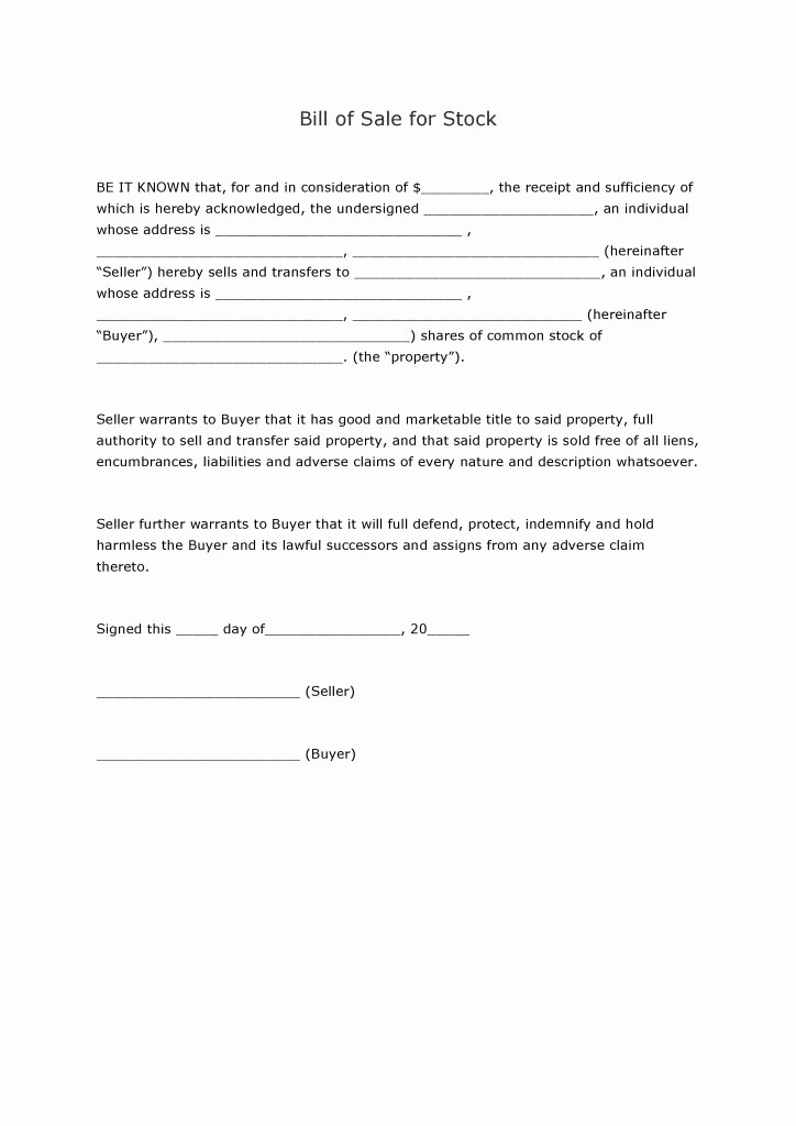 Free forms Bill Of Sale Best Of Free Stock Bill Of Sale form Pdf Word