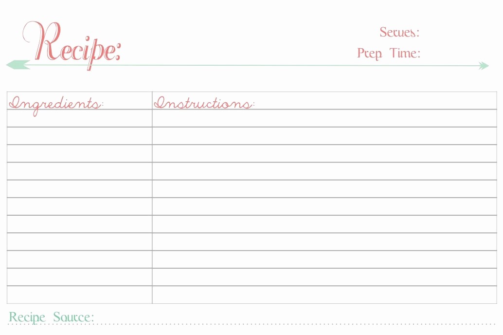 Free Full Page Recipe Template Beautiful Free Printable Recipe Cards