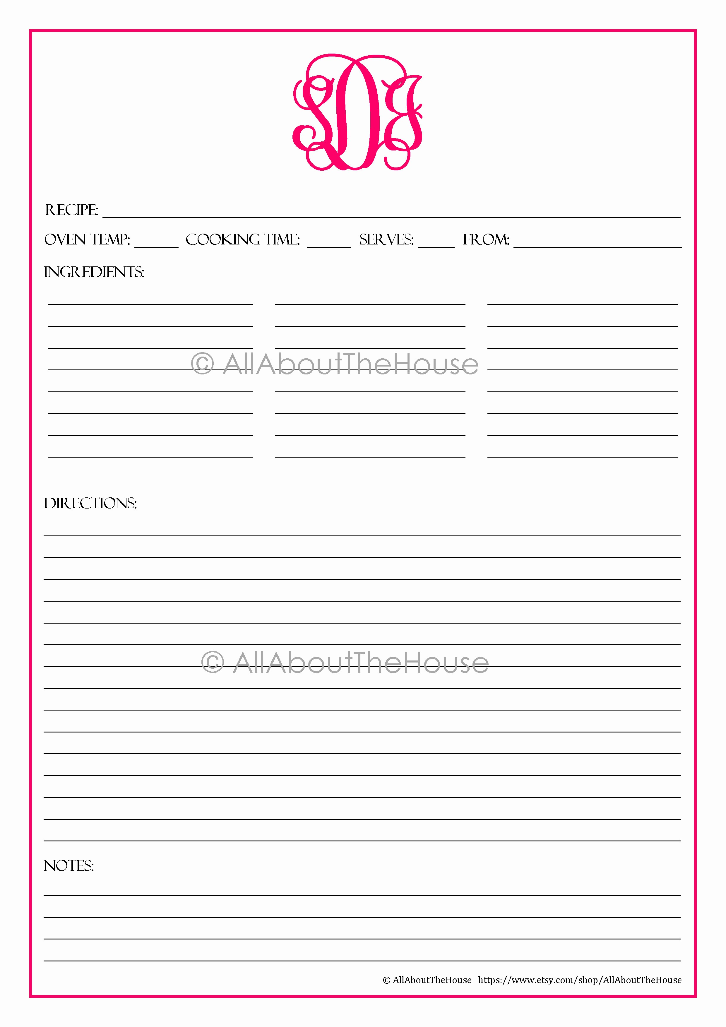 Free Full Page Recipe Template Fresh Make Your Own Personalised Printable Recipe Binder