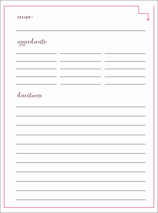 Free Full Page Recipe Template Unique Free Printable Recipe Cards Just A Girl and Her Blog