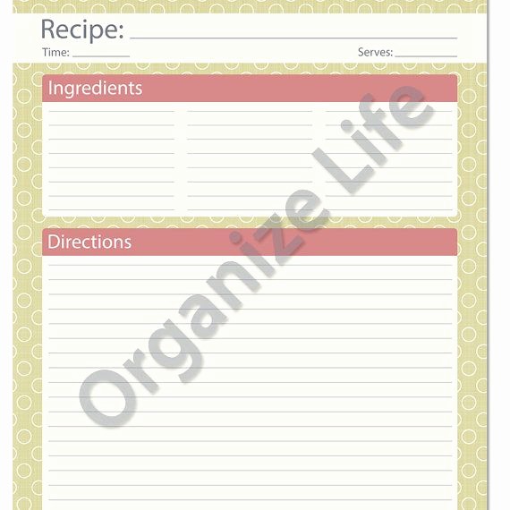Free Full Page Recipe Templates Awesome Recipe Card Full Page Recipe Template Printable Pdf