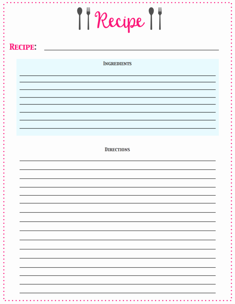 Free Full Page Recipe Templates Beautiful Download Standardized Recipe Card Template