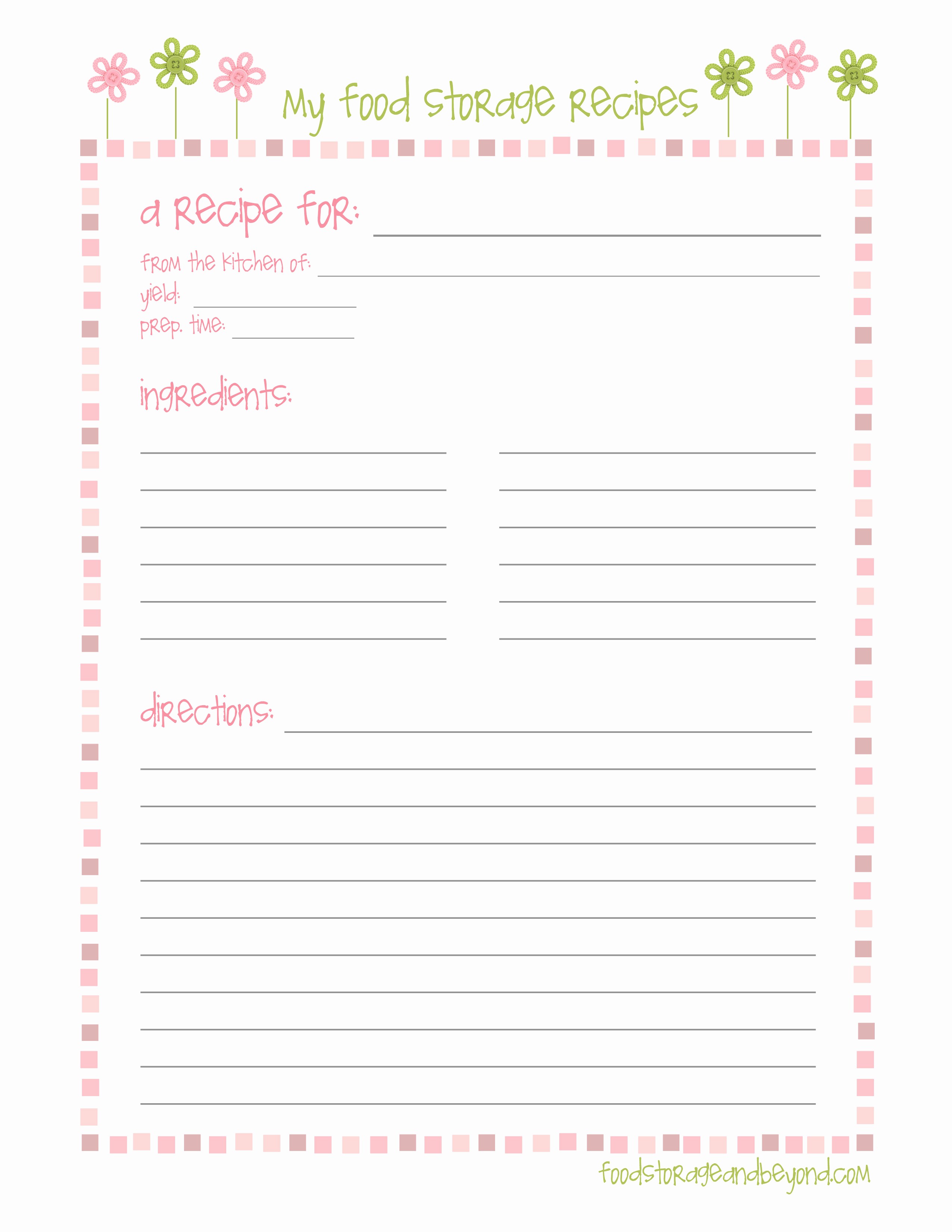 Free Full Page Recipe Templates Inspirational Recipe Cards – Food Storage and Beyond