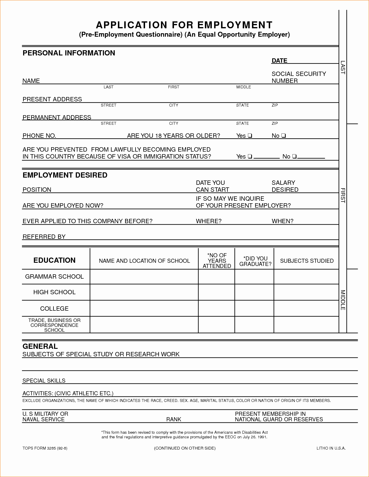 Free General Application for Employment Elegant 7 Employment Application Template Pdfagenda Template