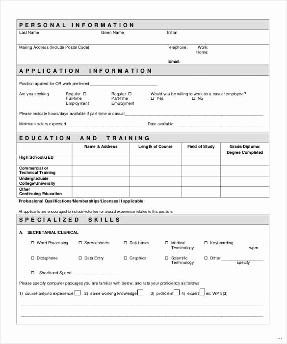 Free General Application for Employment Elegant General Application for Employment Template