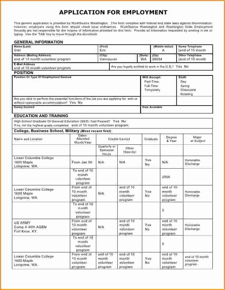 Free General Application for Employment Inspirational 13 Generic Job Application form