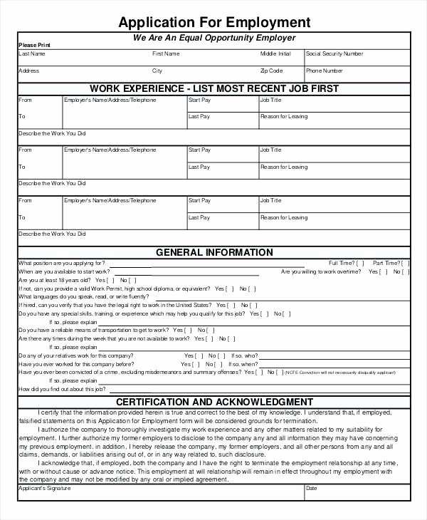 Free General Application for Employment Lovely Floridaframeandart