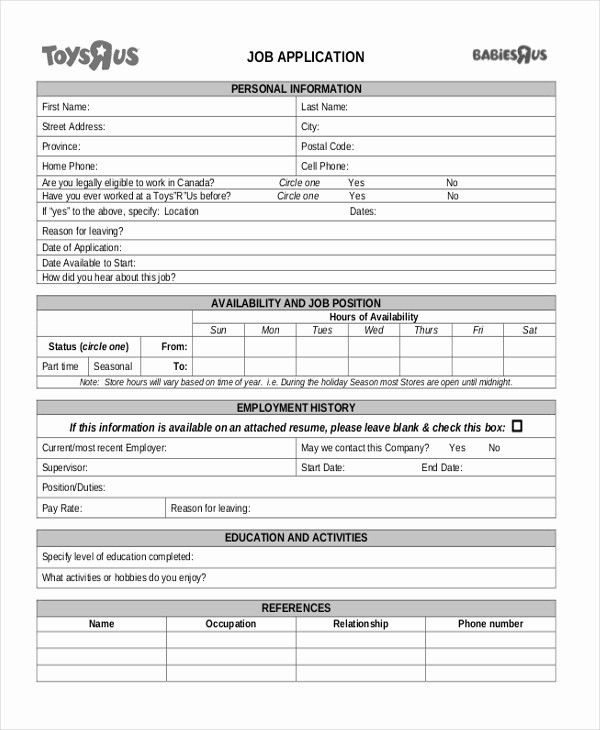 Free General Application for Employment Lovely Sample Generic Job Application form 9 Free Documents In