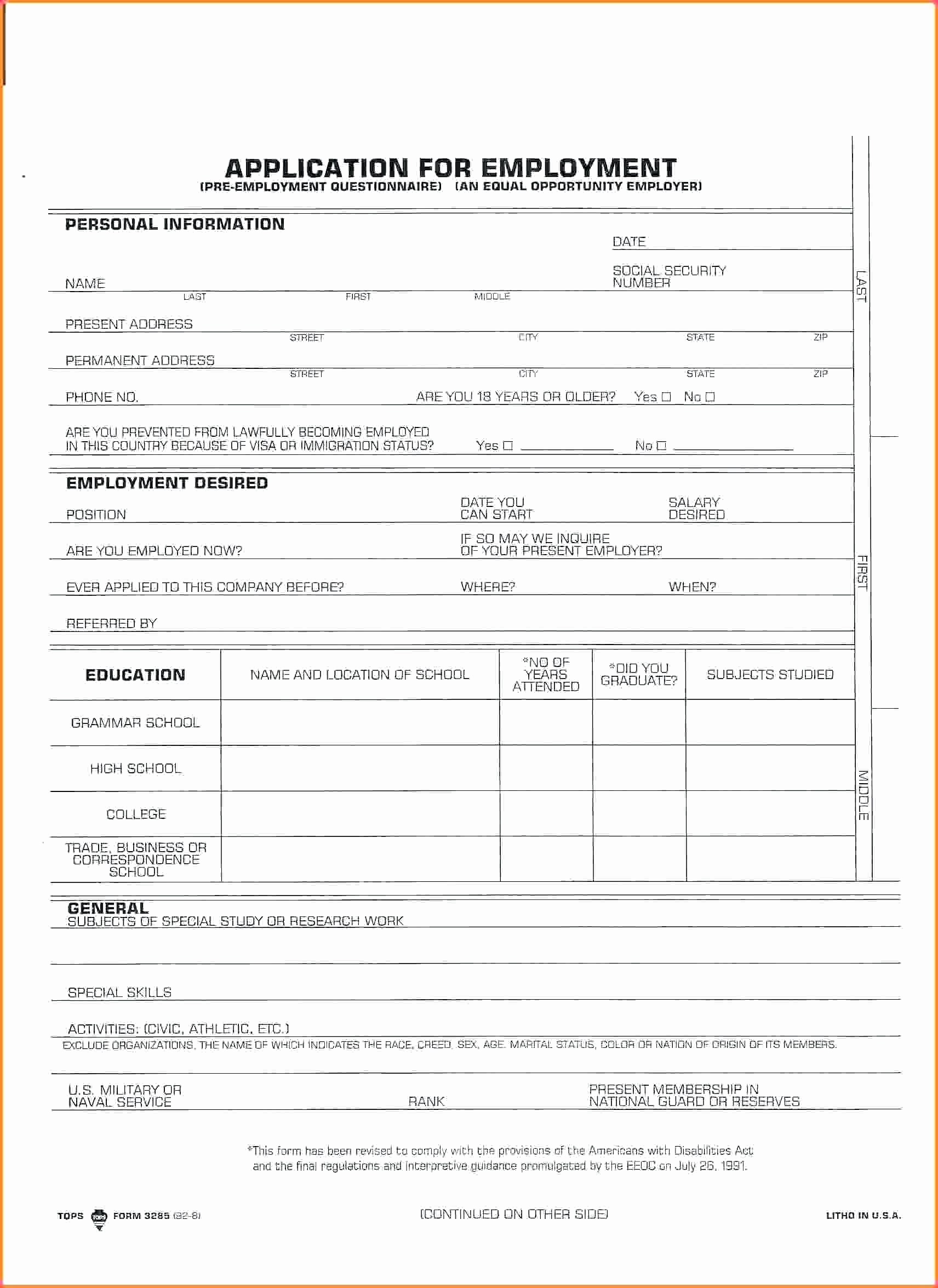 Free General Application for Employment Lovely Template General Employment Application Template
