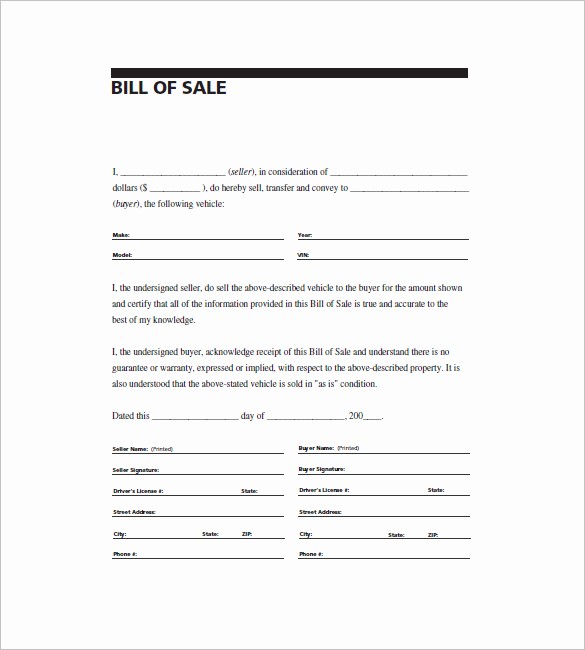 Free Generic Bill Of Sale Unique General Bill Of Sale – 14 Free Word Excel Pdf format