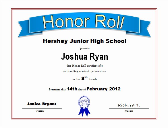 Free Honor Roll Certificate Template Best Of 8 Printable Honor Roll Certificate Templates &amp; Samples
