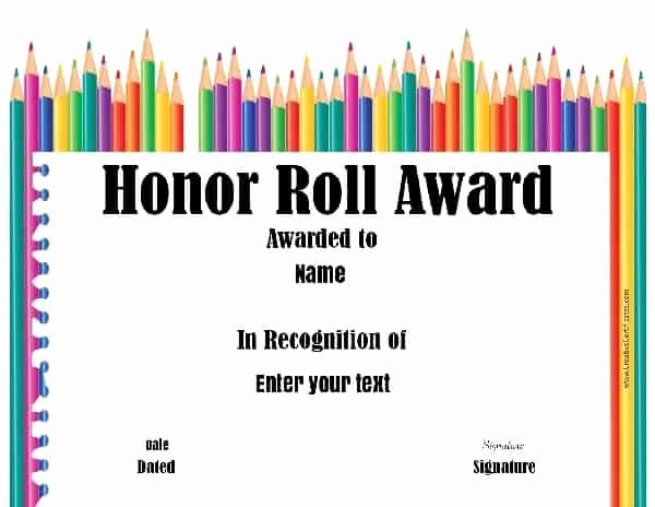 Free Honor Roll Certificate Template Best Of Free Honor Roll Certificates Customize Line