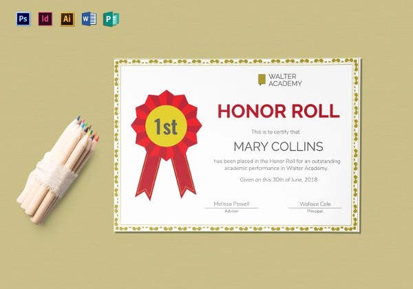 Free Honor Roll Certificate Template Inspirational 8 Printable Honor Roll Certificate Templates &amp; Samples