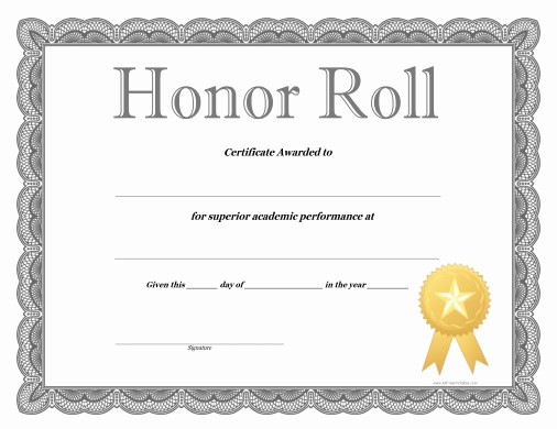 Free Honor Roll Certificate Template Luxury Honor Roll Certificate Free Printable Allfreeprintable