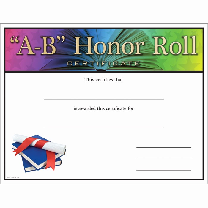 Free Honor Roll Certificate Template New A B Honor Roll Certificate Jones School Supply