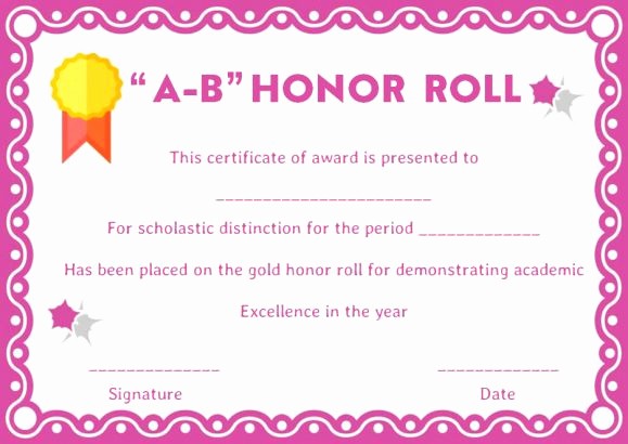 Free Honor Roll Certificate Template New Honor Roll Certificates 12 Templates to Reward Teachers