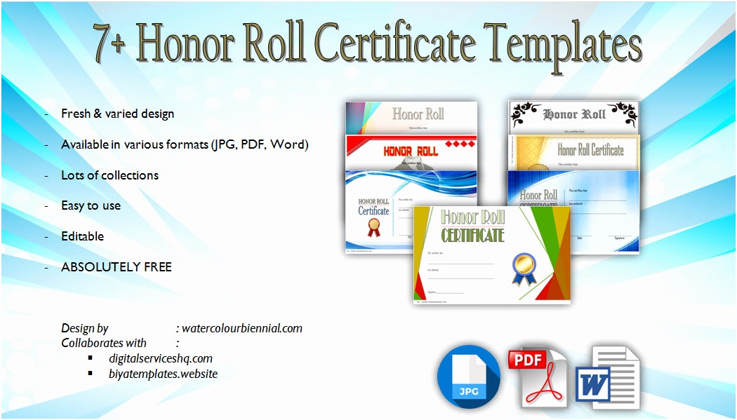 Free Honor Roll Certificate Template New Honor Roll Free Templates [7 2019 Best Designs]