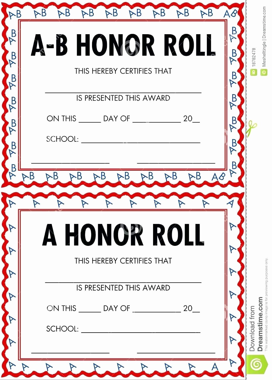 Free Honor Roll Certificate Template New Template Honor Roll Certificate Template