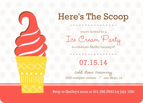 Free Ice Cream social Template Awesome Pink and Brown Ice Cream Cone Summer Party Invitation
