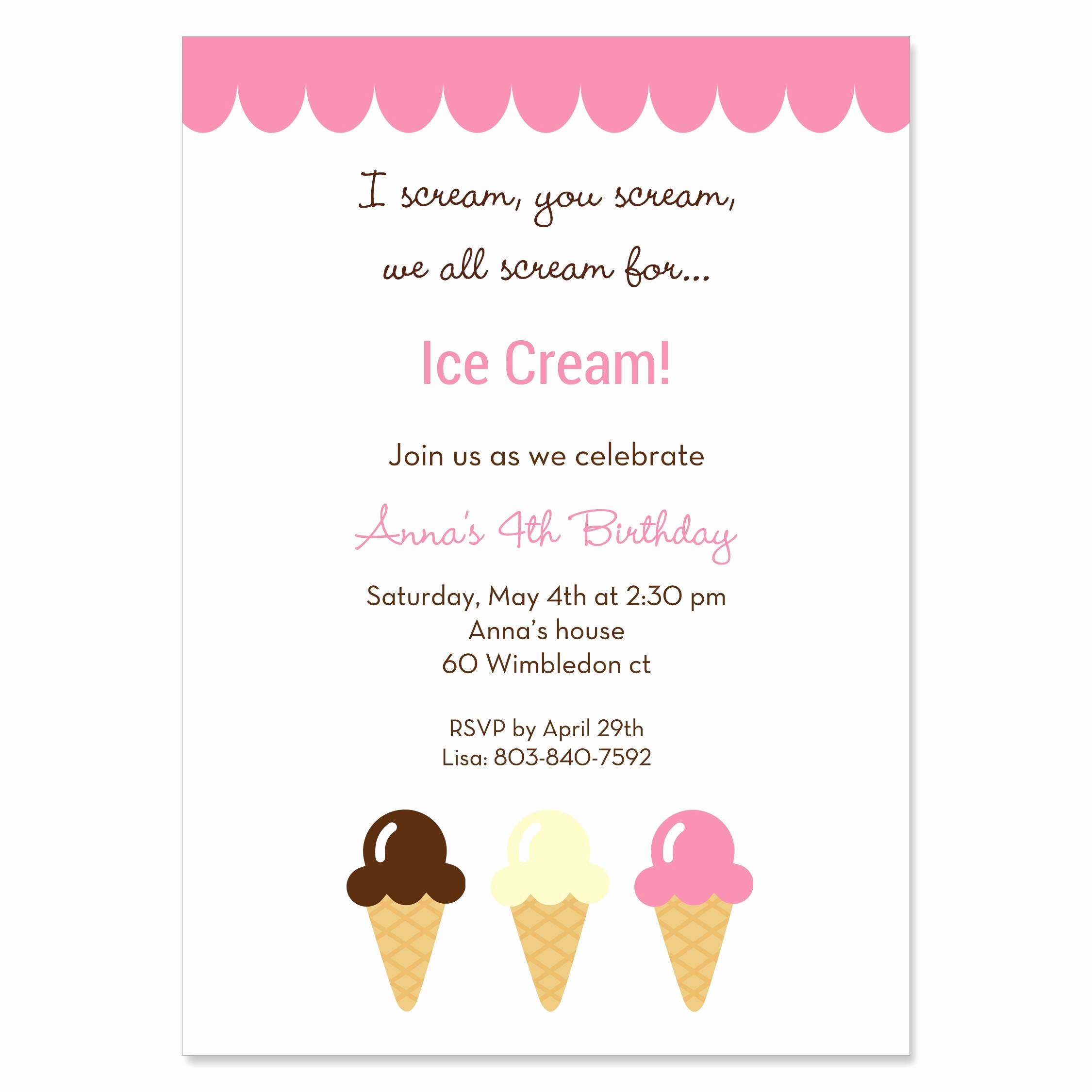 Free Ice Cream social Template Elegant Ice Cream Party Invitations