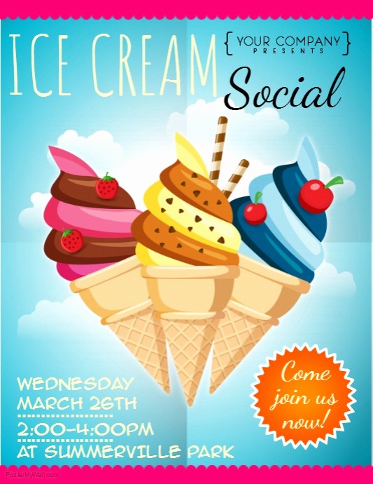 Free Ice Cream social Template Elegant Ice Cream social Flyer Template