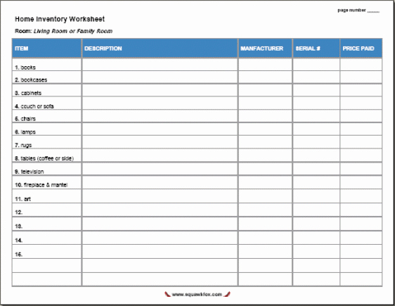 Free Inventory Sheets to Print New 6 Home Contents Inventory List Templates – Word Templates