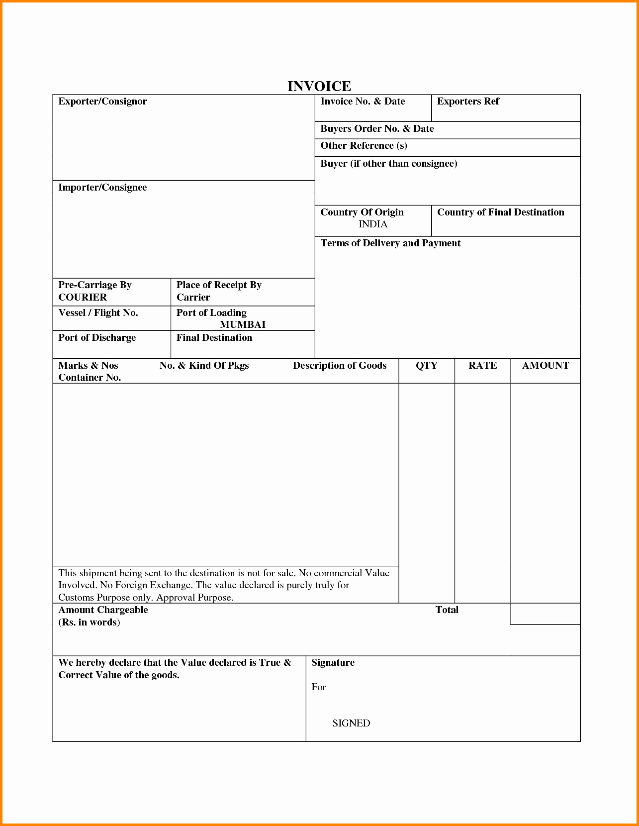 Free Invoice format In Word Awesome 9 Courier Bill format In Word