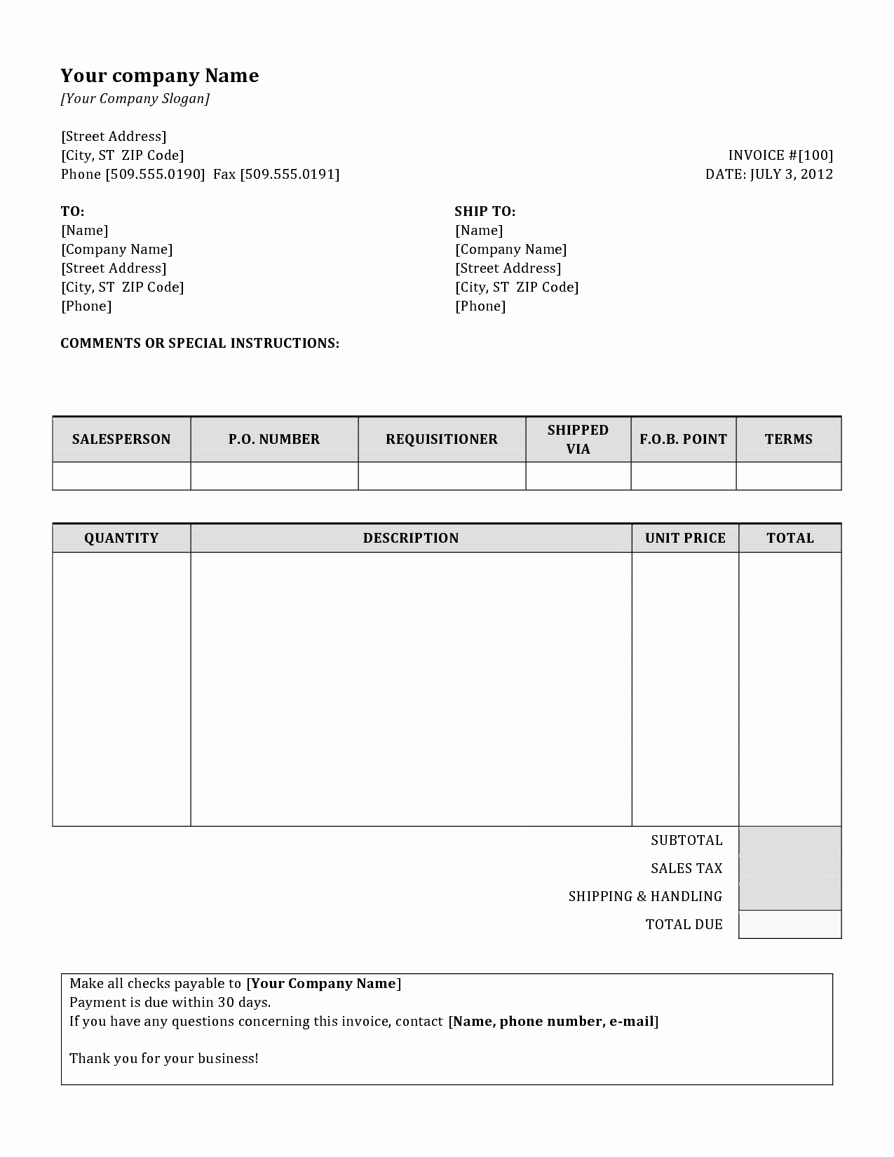 Free Invoice format In Word Awesome Invoice Sample Doc