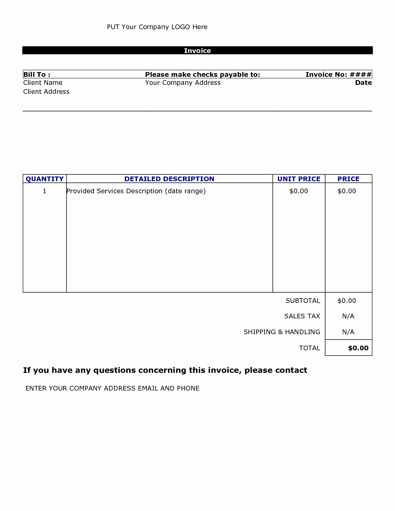 Free Invoice format In Word Fresh Invoice Template Word 2010