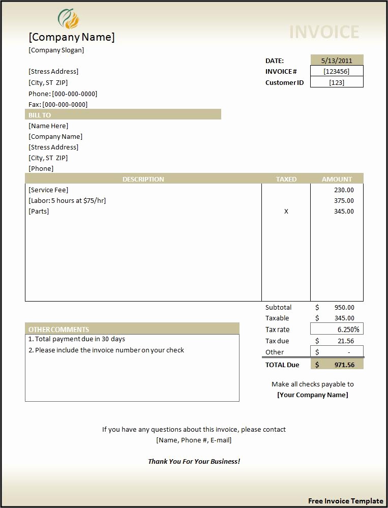 Free Invoice format In Word New Invoice Templates