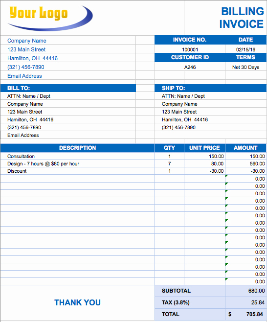 Free Invoice Template for Excel Beautiful Free Excel Invoice Templates Smartsheet