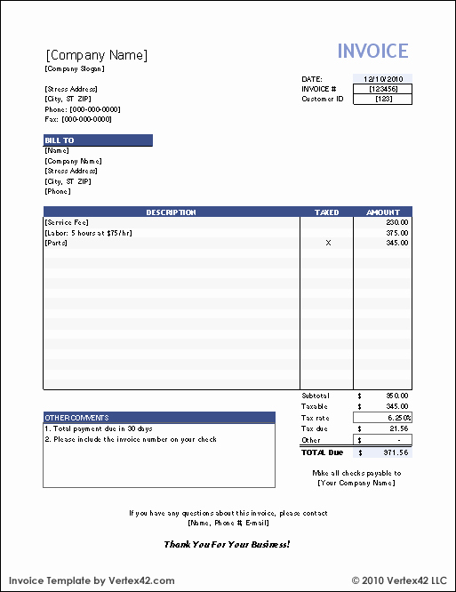 Free Invoice Template for Excel Beautiful Free Invoice Template for Excel