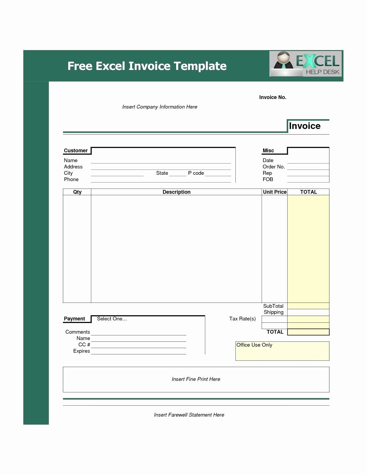 Free Invoice Template for Excel Elegant Invoice Template Free Download Excel Invoice Template Ideas