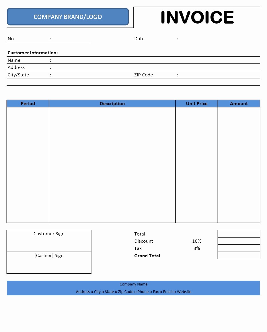 Free Invoice Template for Excel Fresh Invoice Templates