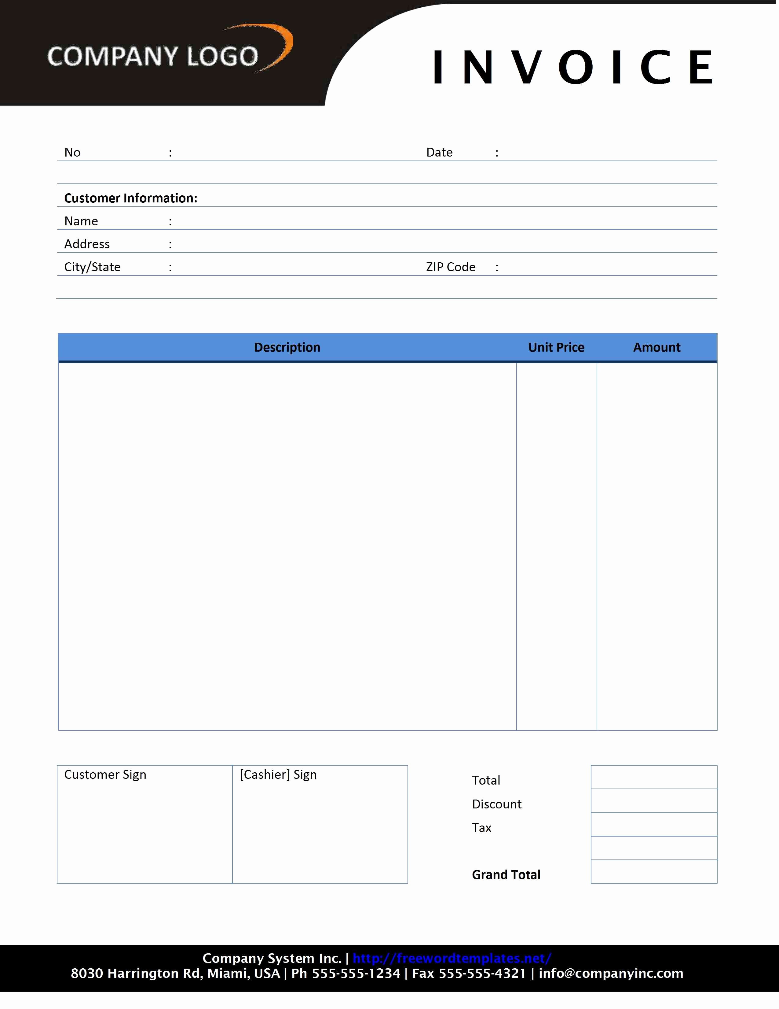 Free Invoice Template for Word Awesome Contractor Invoice Template