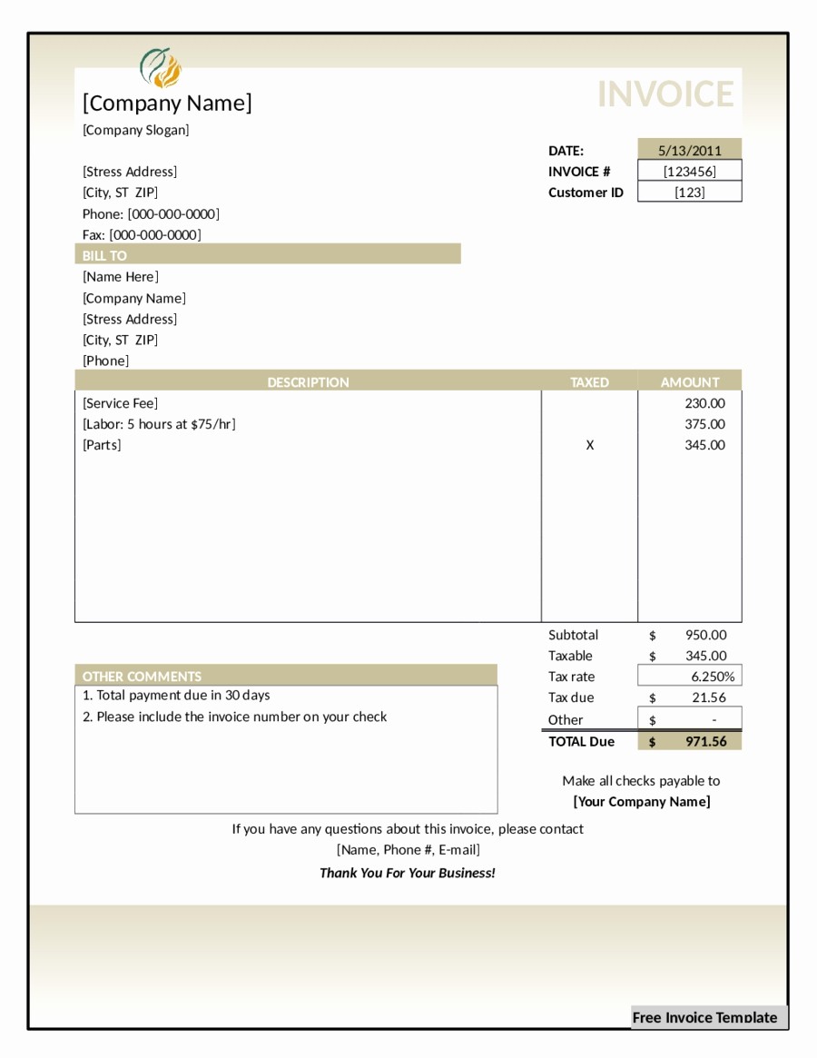 Free Invoice Template for Word Best Of Invoice Free Download Invoice Template Ideas