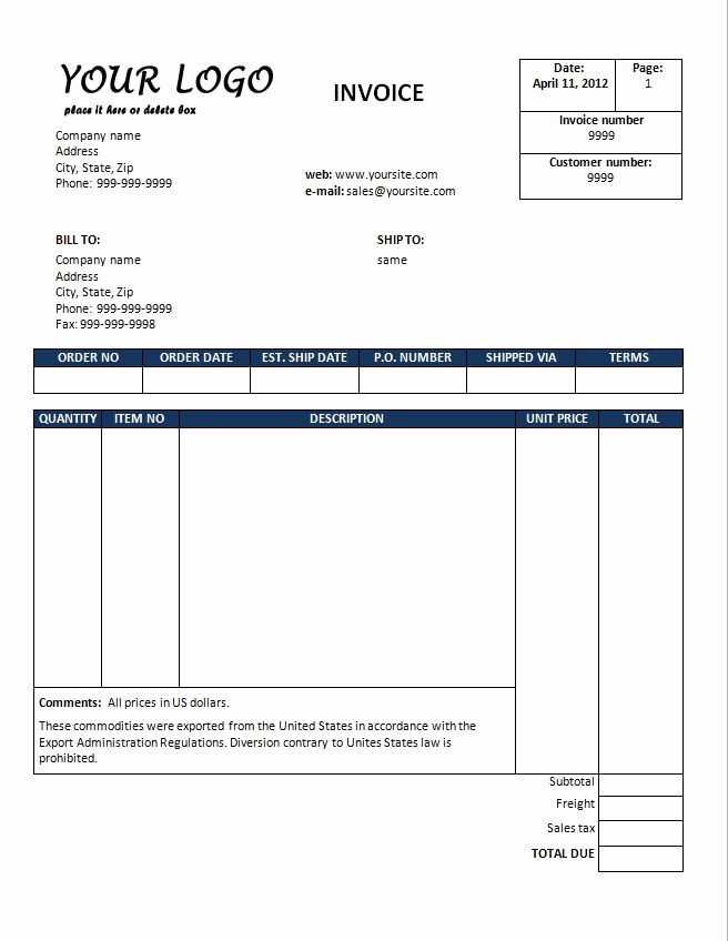 Free Invoice Template for Word Fresh Free Invoice Template Downloads