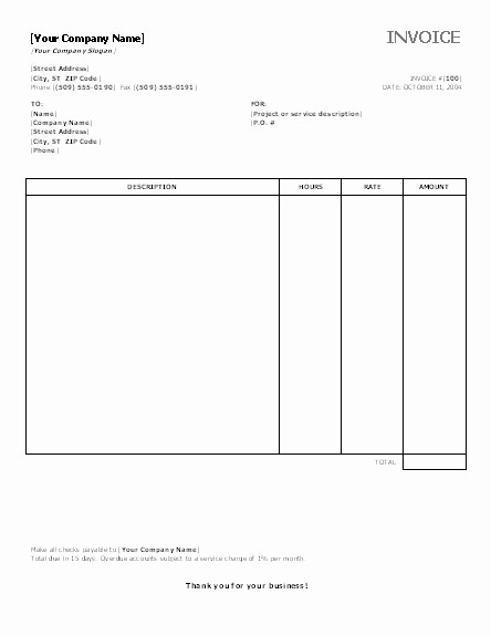 Free Invoice Template for Word Inspirational Invoice Template Word 2007