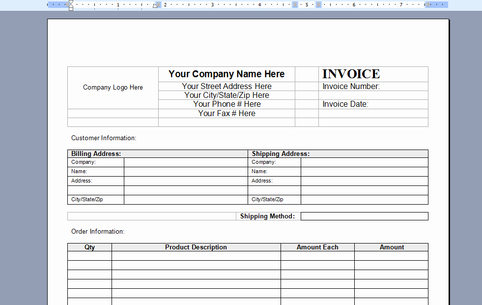 Free Invoice Template for Word Lovely Invoice Template Word 2003
