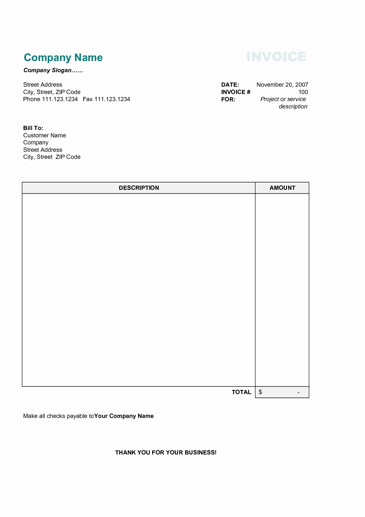 Free Invoice Template for Word Luxury Simple Invoice Template