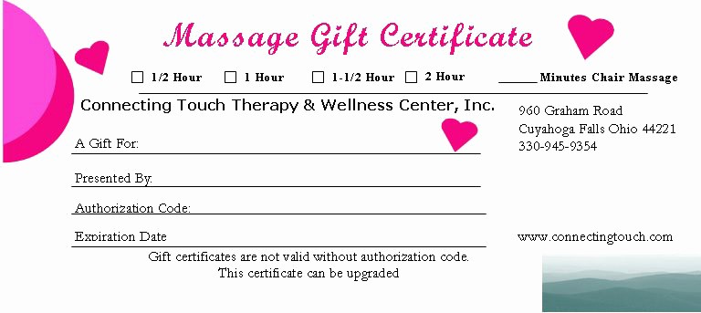 Free Massage Gift Certificate Template Best Of Gift Certificates – Connecting touch therapy &amp; Wellness