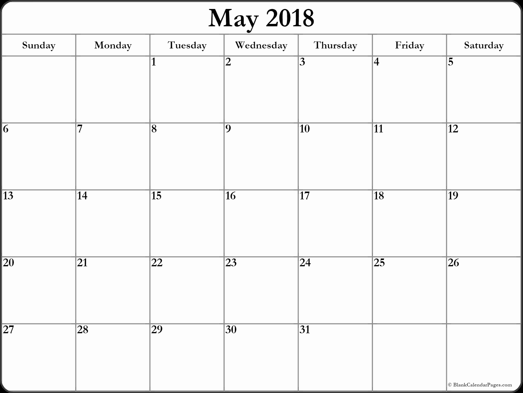 Free May 2018 Calendar Template Best Of May 2018 Printable Calendar 8 Free Blank Templates