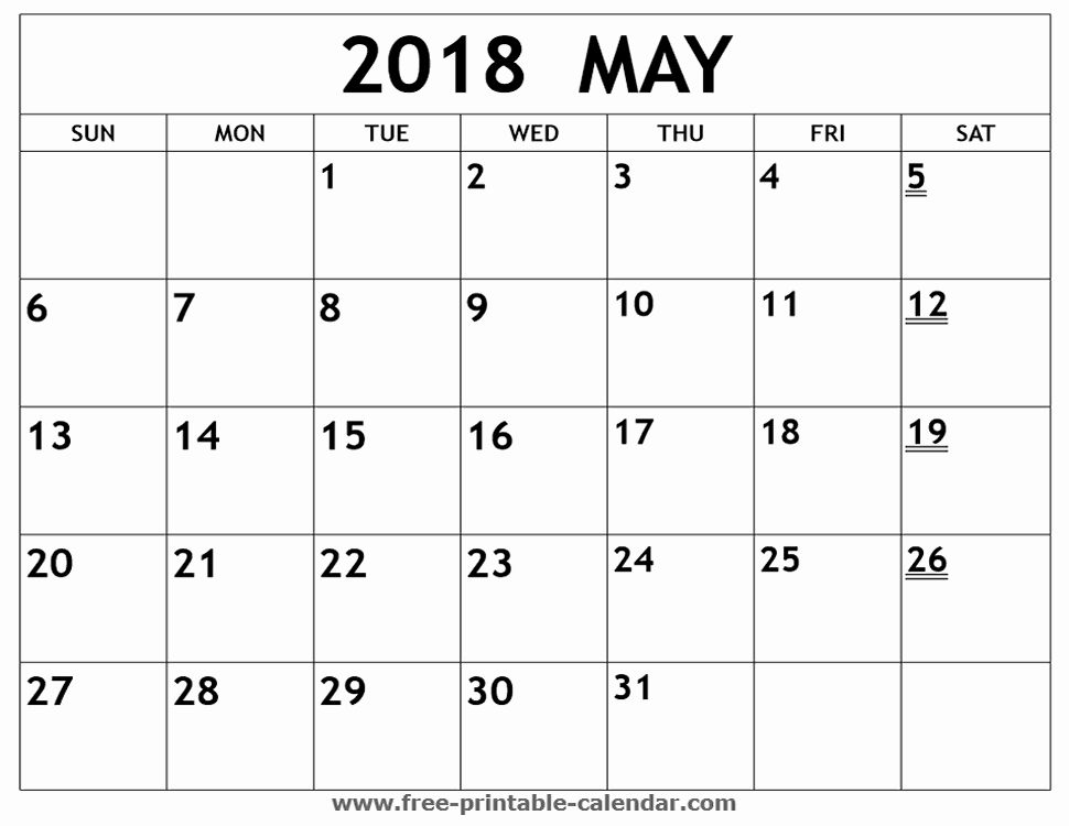 Free May 2018 Calendar Template Fresh May 2018 Calendar – Free Download
