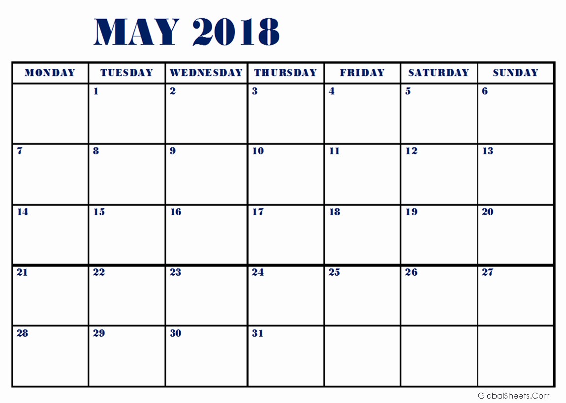Free May 2018 Calendar Template Fresh May 2018 Calendar Google Sheets Templates
