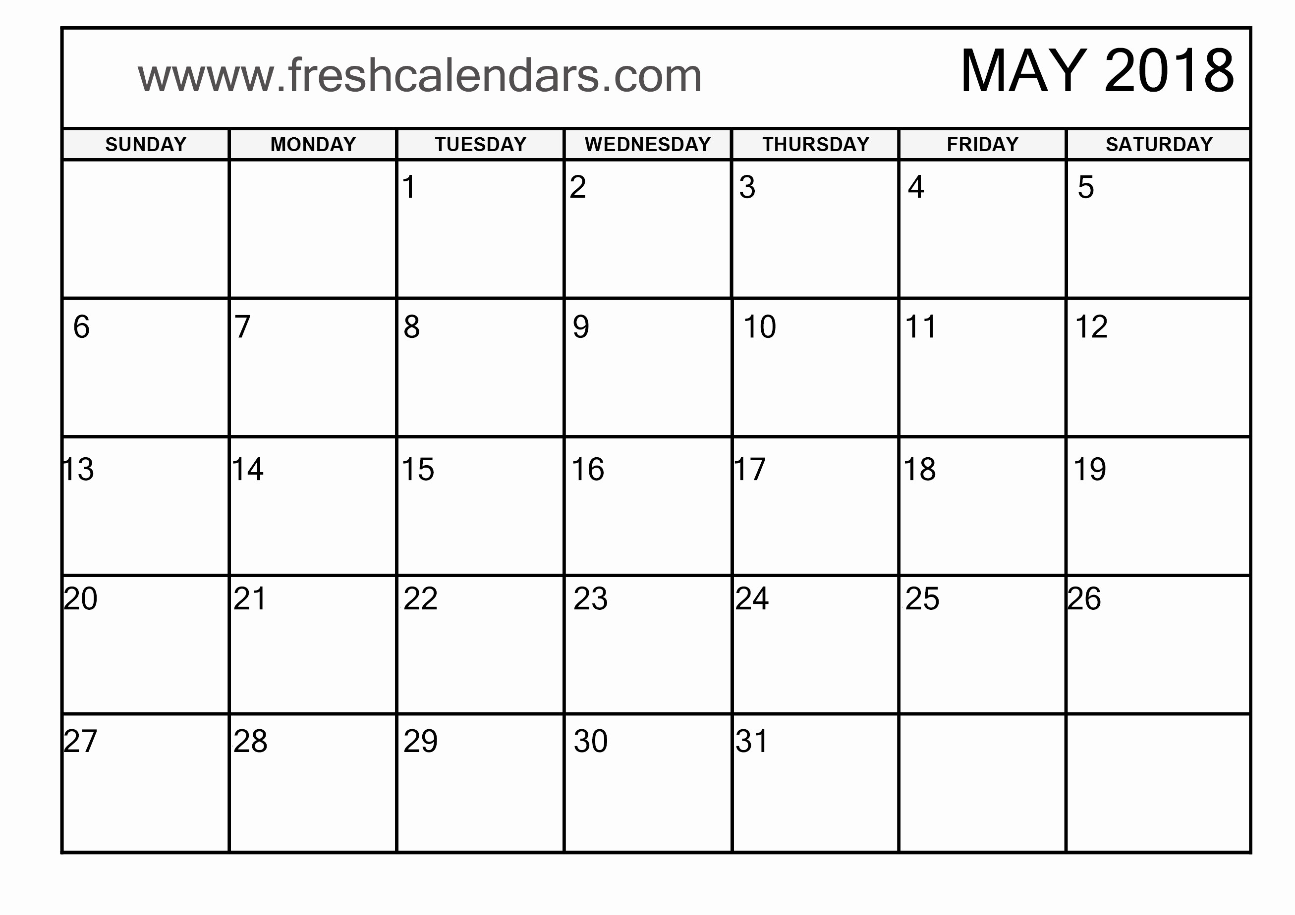 Free May 2018 Calendar Template Lovely Blank May 2018 Calendar Printable Templates