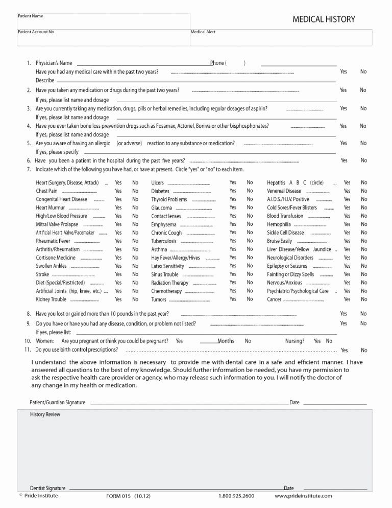 Free Medical History form Template Awesome 67 Medical History forms [word Pdf] Printable Templates