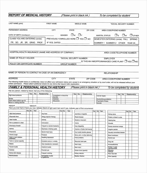 Free Medical History form Template Beautiful 8 Medical History forms