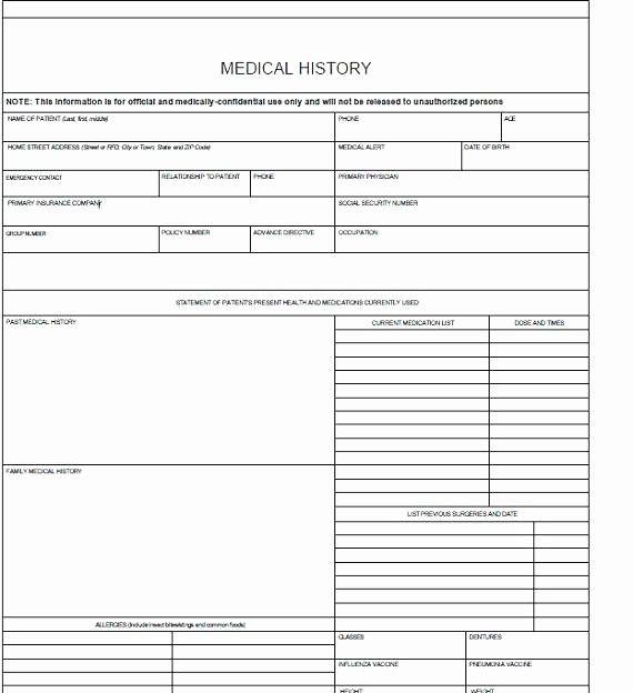 Free Medical History form Template Best Of Family Health History form Template Medical Chart Post