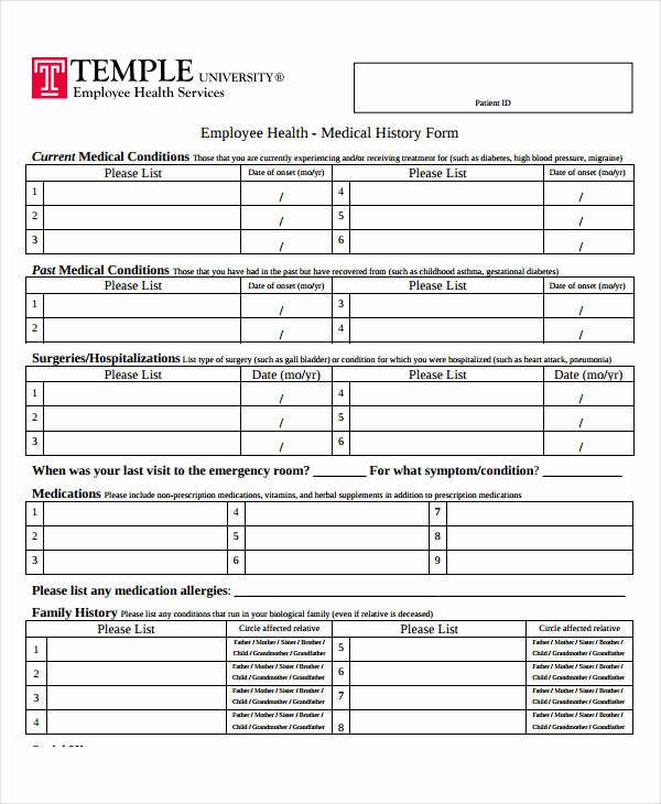 Free Medical History form Template Best Of Medical History form 9 Free Pdf Documents Download