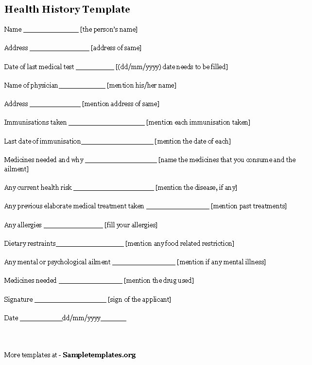 Free Medical History form Template Fresh 6 Best Of Medical Fice forms Templates Printable